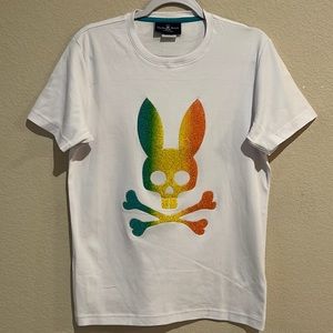 Psycho Bunny men's white t-shirt in high relief, short sleeves.  Size M.